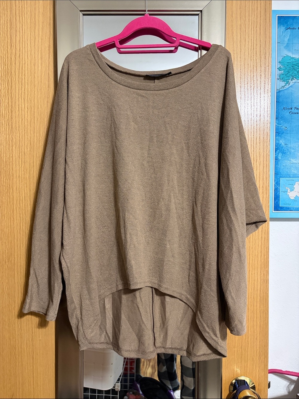 Zanzea 3X Relaxed Taupe Women's Long-Sleeve Top Sweater Hi Low